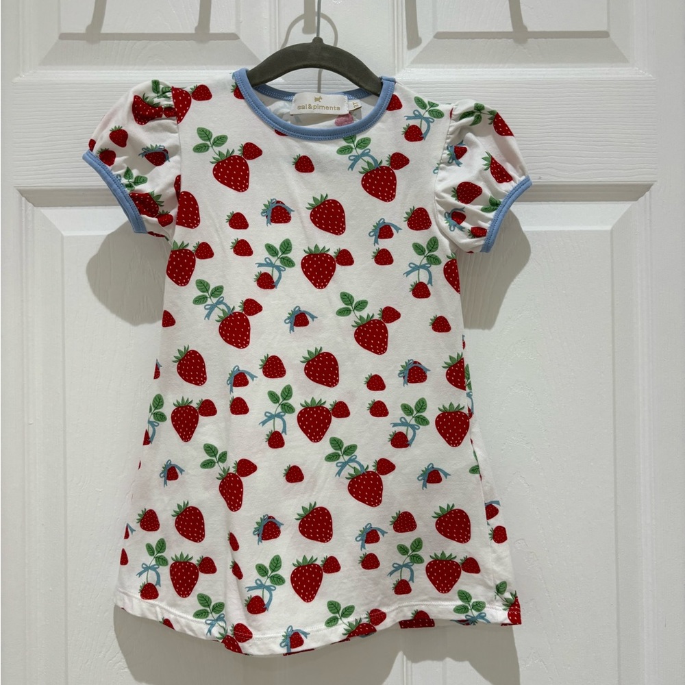 SAL & PIMENTA GIRLS KNIT A-LINE DRESS - RED BERRIES & BOWS 3T